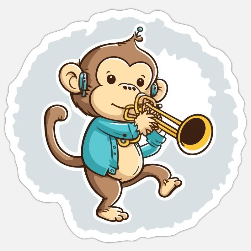 Jazziger Affe - Sticker Größe S (10 x 10 cm) - Mattweiß
