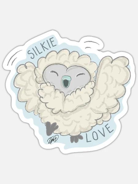 Lioba Seidenhuhn, Hurra - Sticker Größe S (10 x 10 cm) - Mattweiß