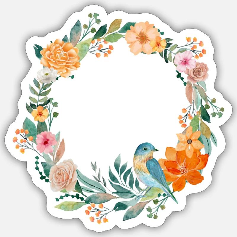 Blauer Vogel - Sticker Größe S (10 x 10 cm) - Mattweiß