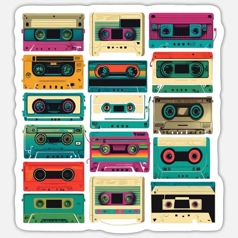 Music cassette retro - Sticker size S (10 x 10 cm) - white matte