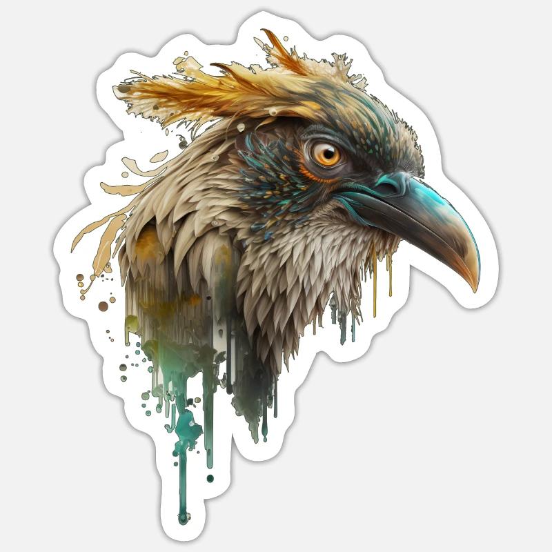 Schöner Rabenkopf, Rabendesign, Schöner Vogel - Sticker Größe S (10 x 10 cm) - Mattweiß