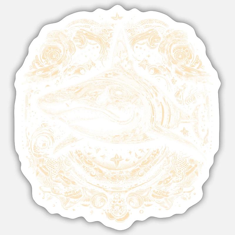 Cool trippy shark with boho/ethnic patterns Sticker size S (10 x 10 cm)