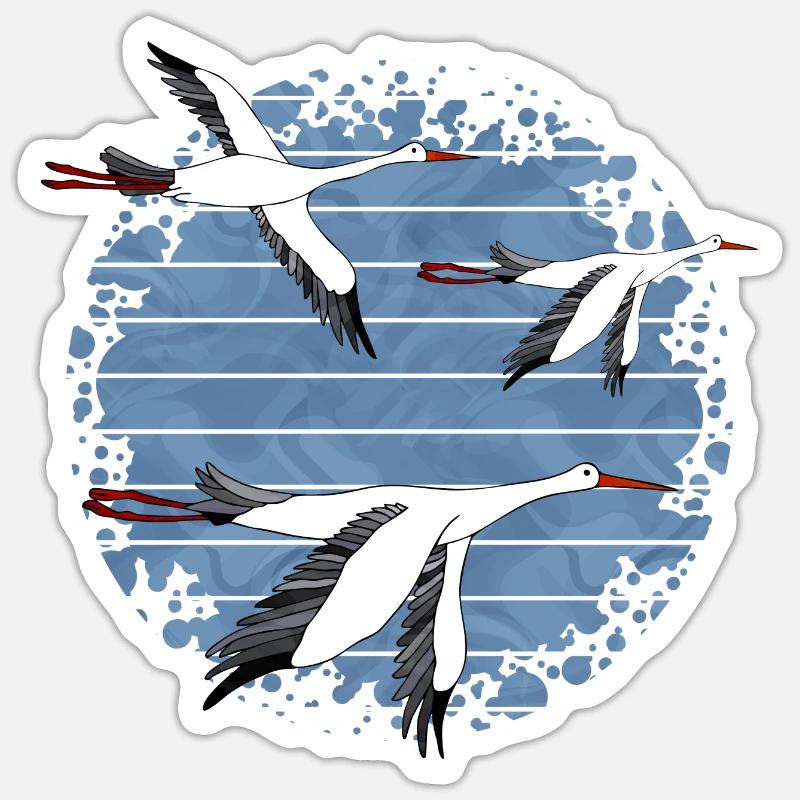 Storks - Sticker size S (10 x 10 cm) - white matte