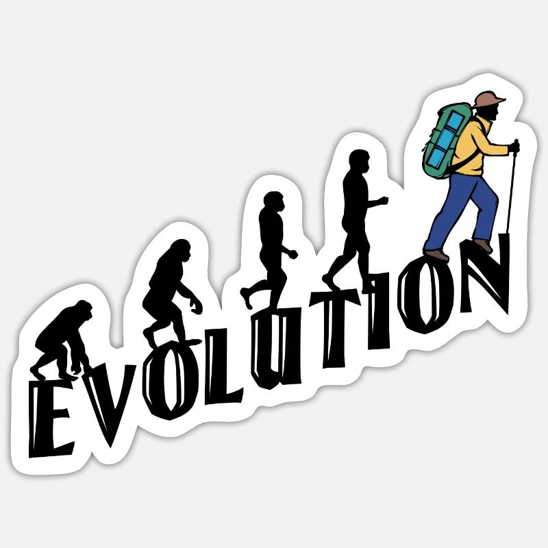 Wandern Evolution Wanderer Wanderung Klettern - Sticker Größe S (10 x 10 cm) - Mattweiß