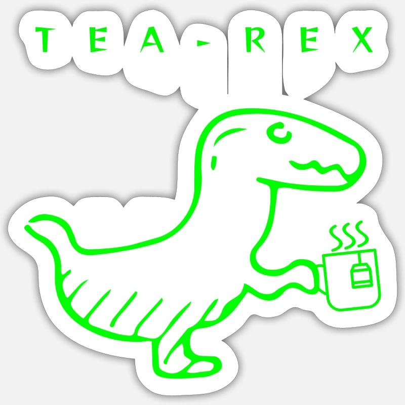 tea rex - Sticker size S (10 x 10 cm) - white matte