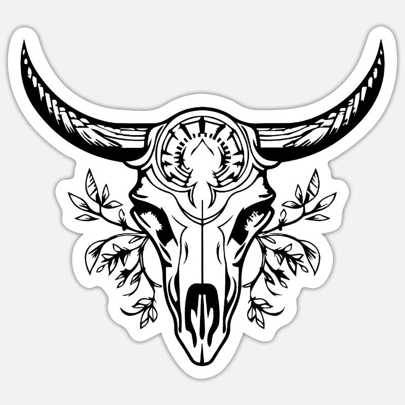 Cow Skull Boho Sticker size S (10 x 10 cm)