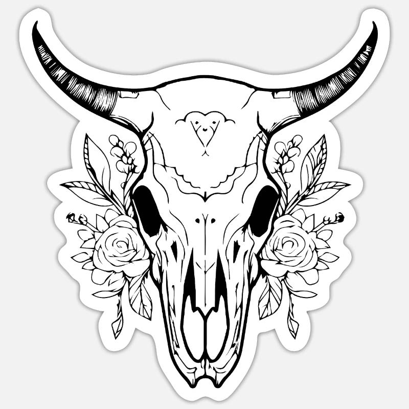 Cow Skull Boho Sticker size S (10 x 10 cm)