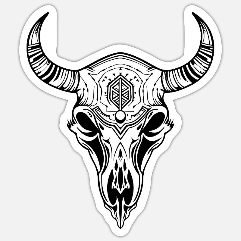 Kuh Schädel Boho Sticker Größe S (10 x 10 cm)