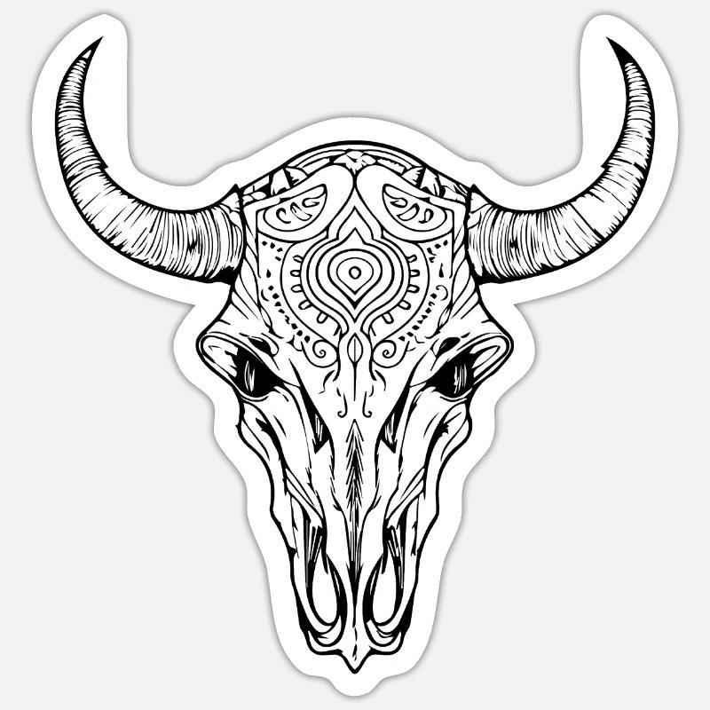 Crâne de vache Boho Sticker taille S (10 x 10 cm)