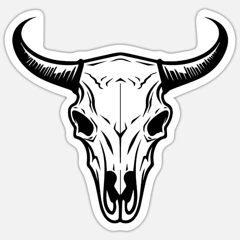 Kuh Schädel Boho Sticker Größe S (10 x 10 cm)