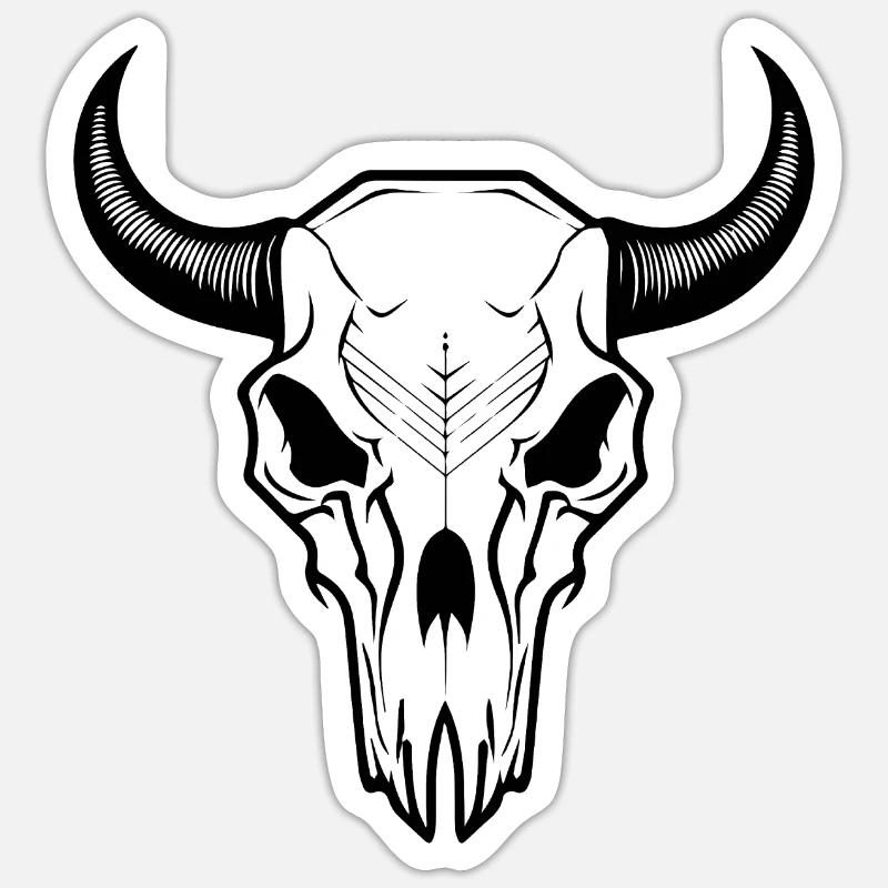 Crâne de vache Boho Sticker taille S (10 x 10 cm)