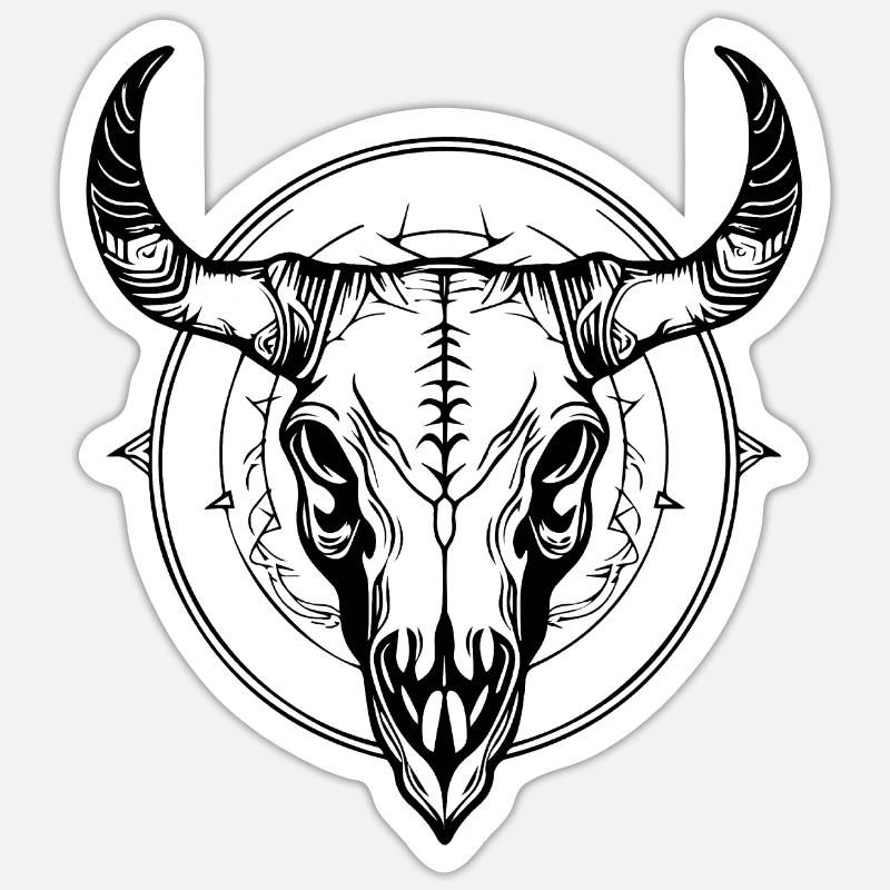 Kuh Schädel Boho Sticker Größe S (10 x 10 cm)