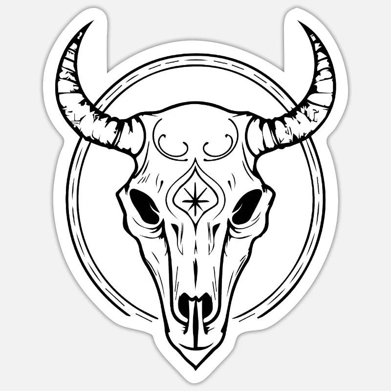 Crâne de vache Boho Sticker taille S (10 x 10 cm)