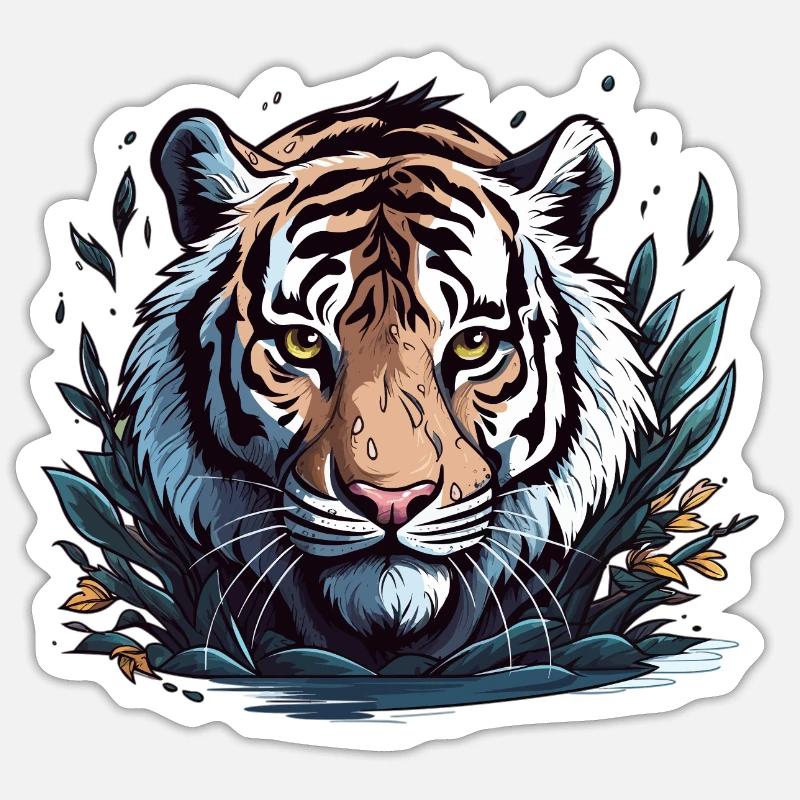 Tiger elegantly realistic Sticker size S (10 x 10 cm)
