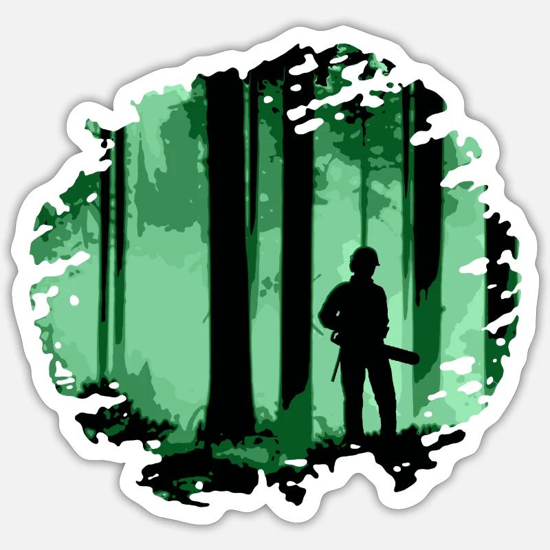 Forester in the forest (green, pattern) Sticker size S (10 x 10 cm)