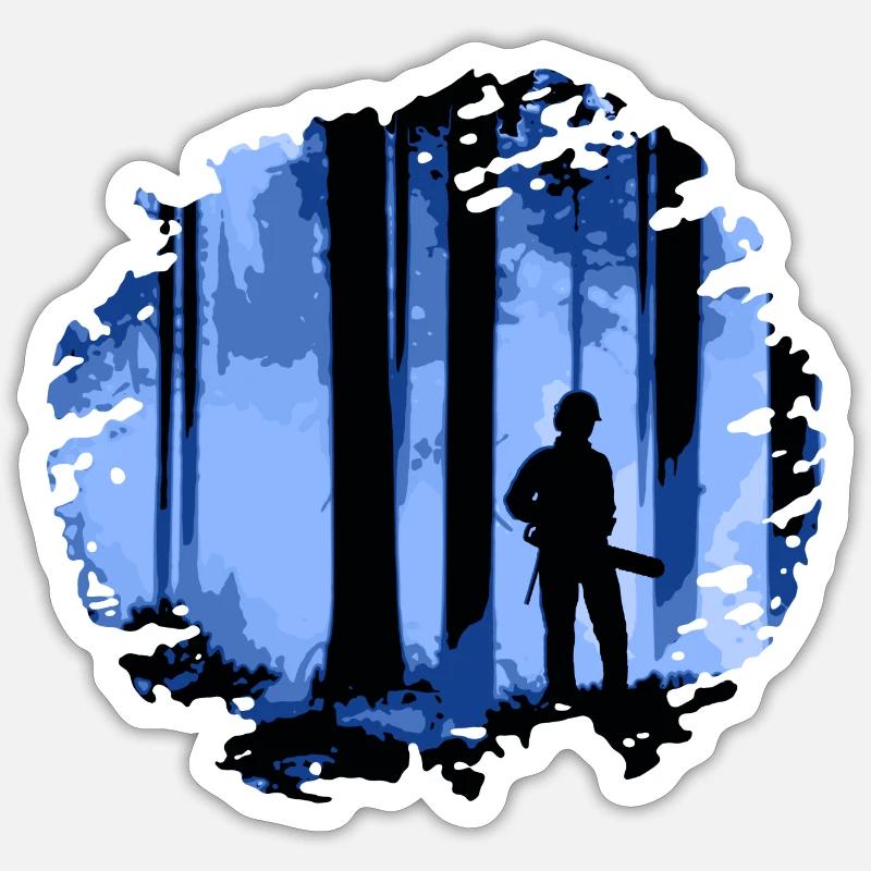 Forester in the forest (blue, pattern) Sticker size S (10 x 10 cm)