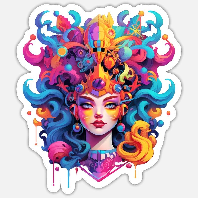 Synthwave Queen - Sticker Größe S (10 x 10 cm) - Mattweiß