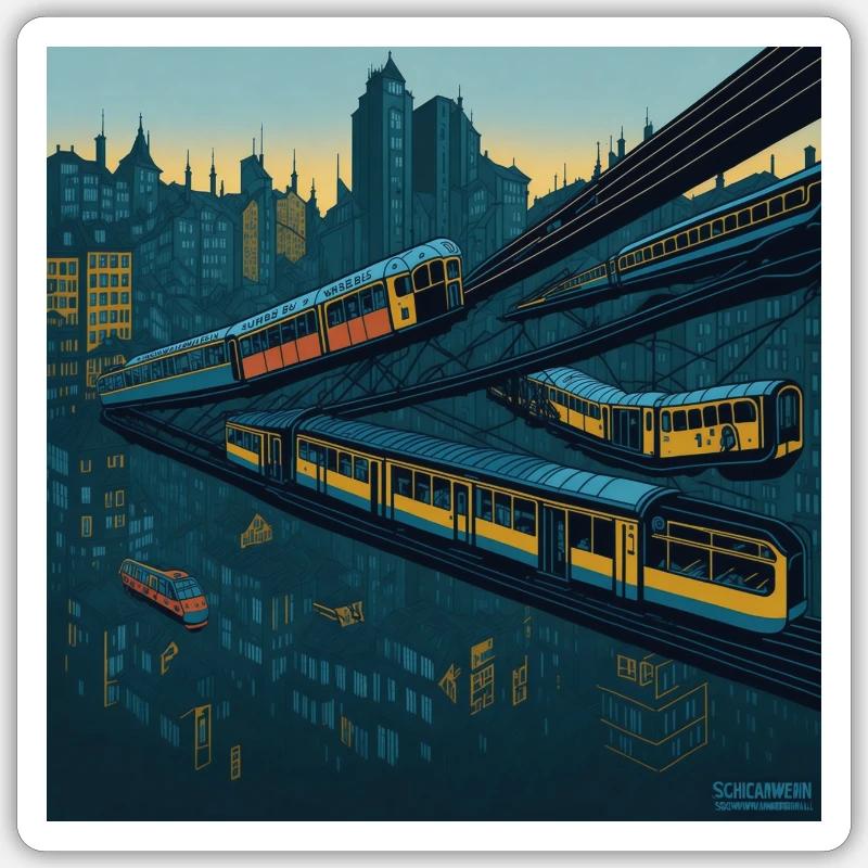 Abstrakte Schwebebahn Sticker Größe S (10 x 10 cm)