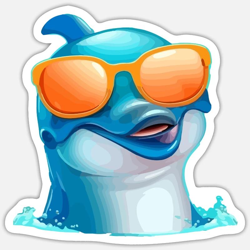 Chas der Brillendelfin - Sticker Größe S (10 x 10 cm) - Mattweiß