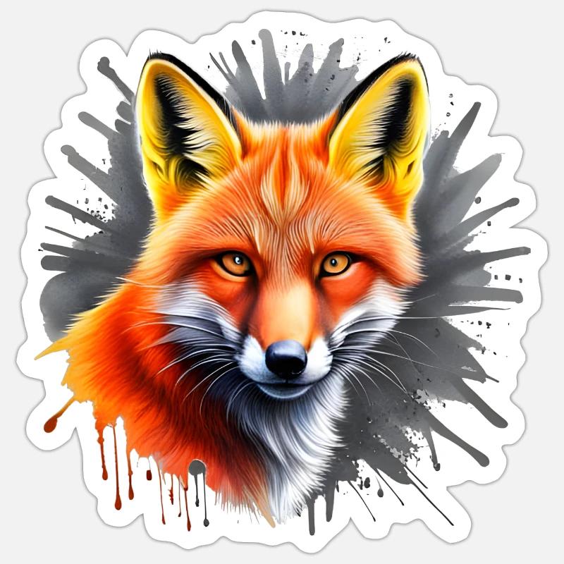 Fuchs Splash-Design Sticker Größe S (10 x 10 cm)