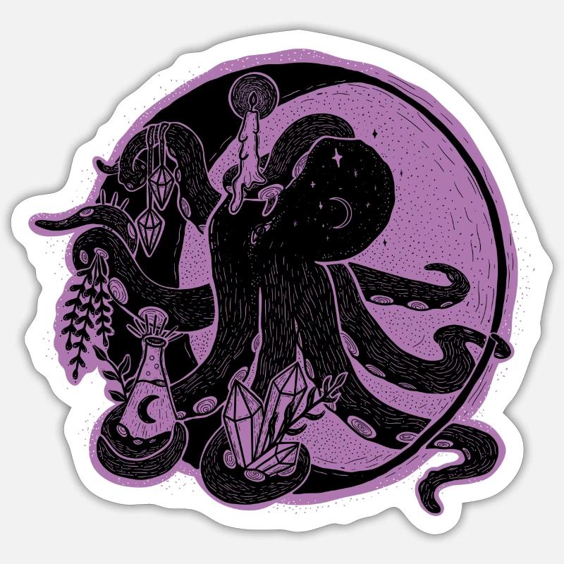Witchy Octopus Illustration - Sticker size S (10 x 10 cm) - white matte