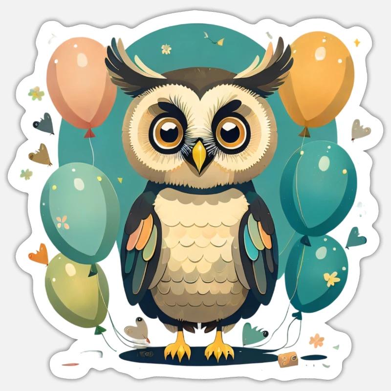 Eule - Sticker Größe S (10 x 10 cm) - Mattweiß