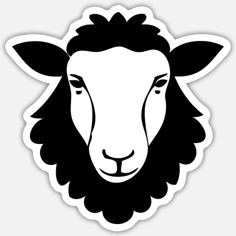 Cooles fluffiges Schaf im Comicstil - Sticker Größe S (10 x 10 cm) - Mattweiß