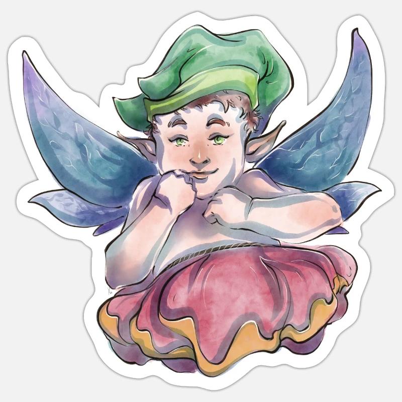Bébé elfe - Sticker taille S (10 x 10 cm) - blanc mat