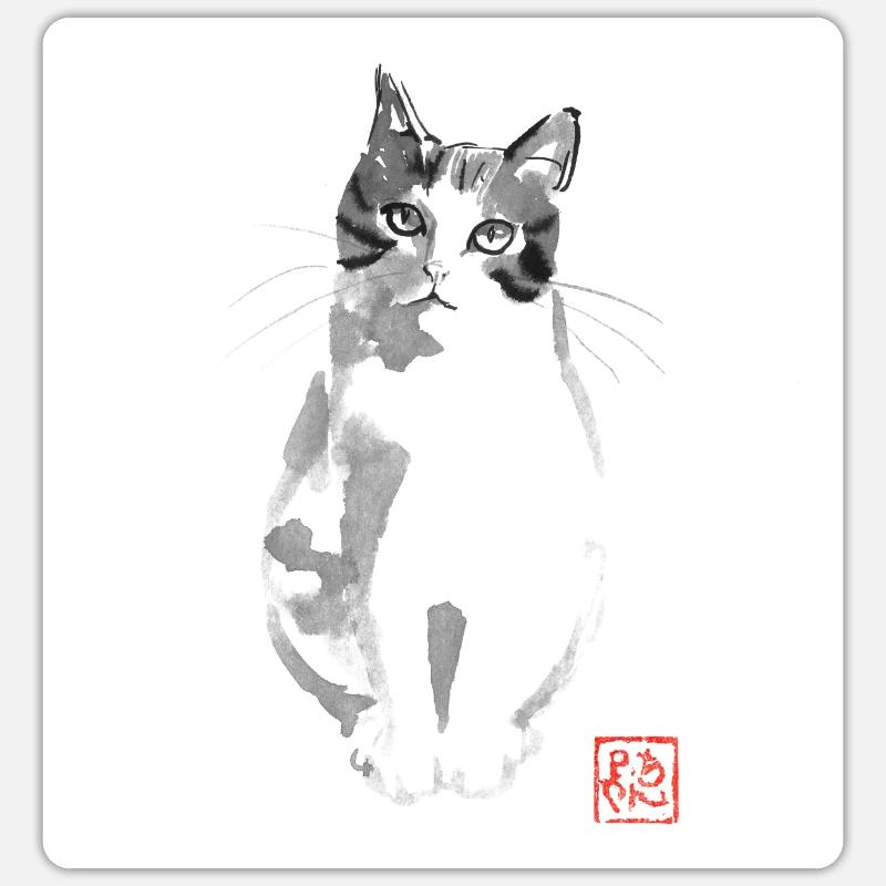 Interrogative Cat - Sticker size S (10 x 10 cm) - white matte