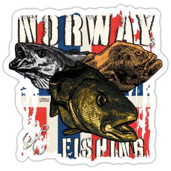 NORWAY Fishing - Sticker Größe S (10 x 10 cm) - Mattweiß - Vorne