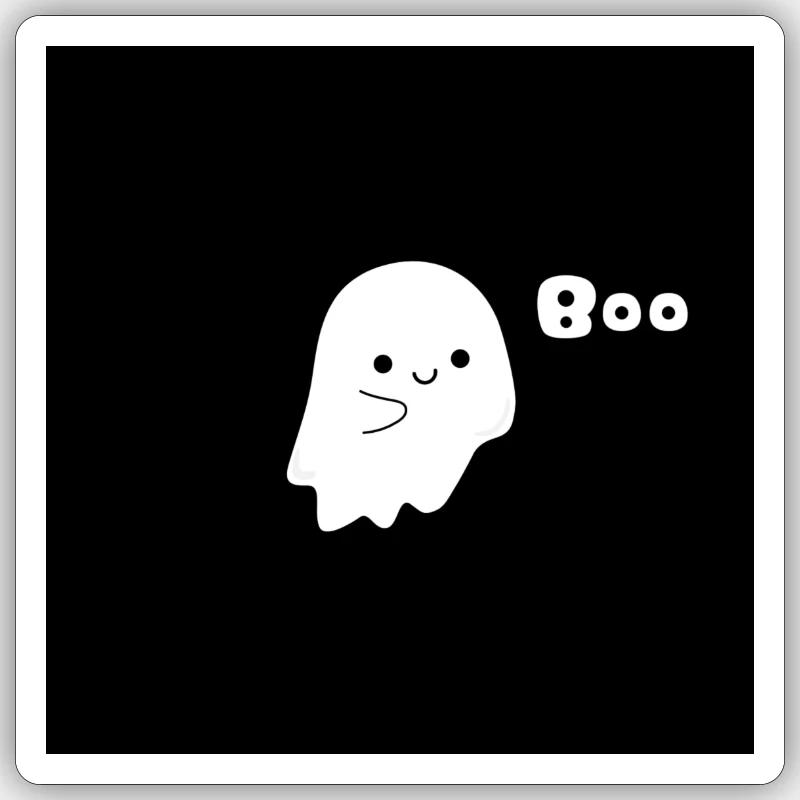 Süßer Geist Boo schwarz - Sticker Größe S (10 x 10 cm) - Mattweiß