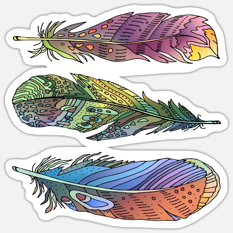 Feder - Sticker Größe S (10 x 10 cm) - Mattweiß