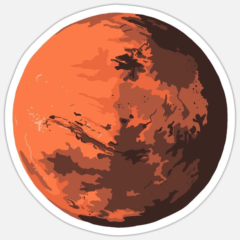 Mars - der rote Planet - Sticker Größe S (10 x 10 cm) - Mattweiß
