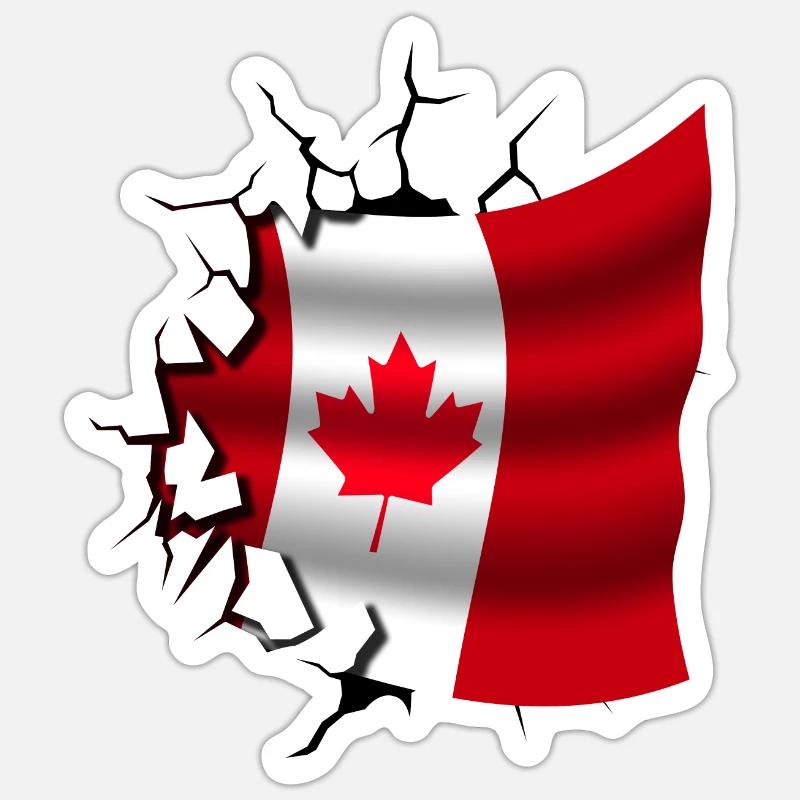 Drapeau du Canada - Canada - Drapeau Broken Design Sticker taille S (10 x 10 cm)