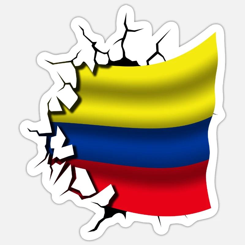 Drapeau de la Colombie - Colombie - Drapeau Broken Design Sticker taille S (10 x 10 cm)
