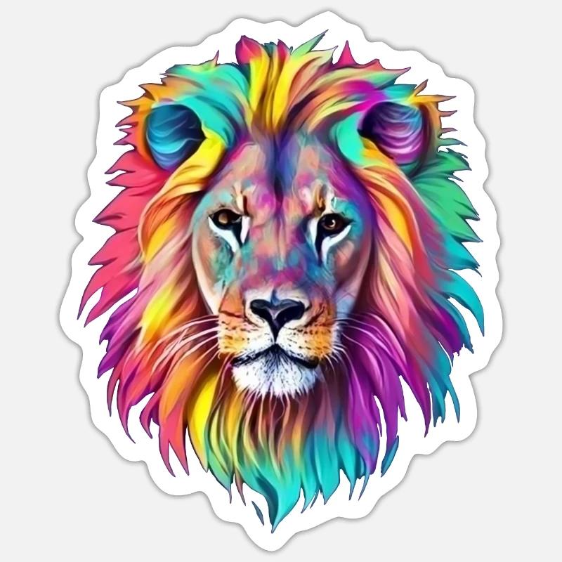Rainbow Lion - Artistic Interpretation - Sticker size S (10 x 10 cm) - white matte