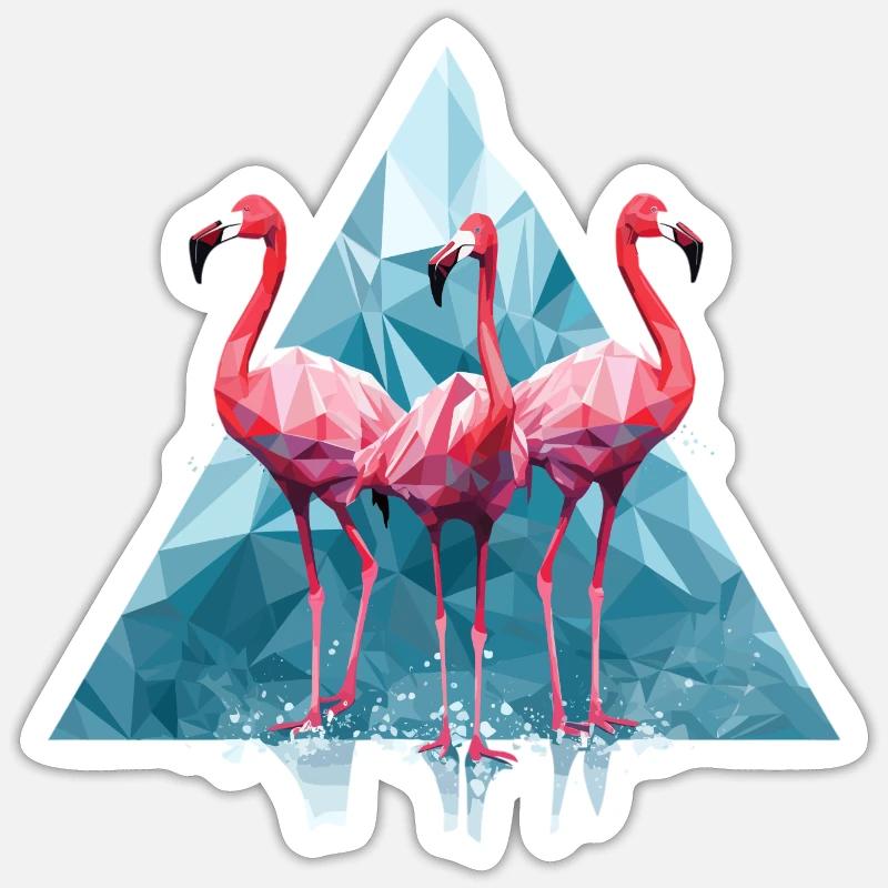 Flamingo Polygon - Sticker Größe S (10 x 10 cm) - Mattweiß