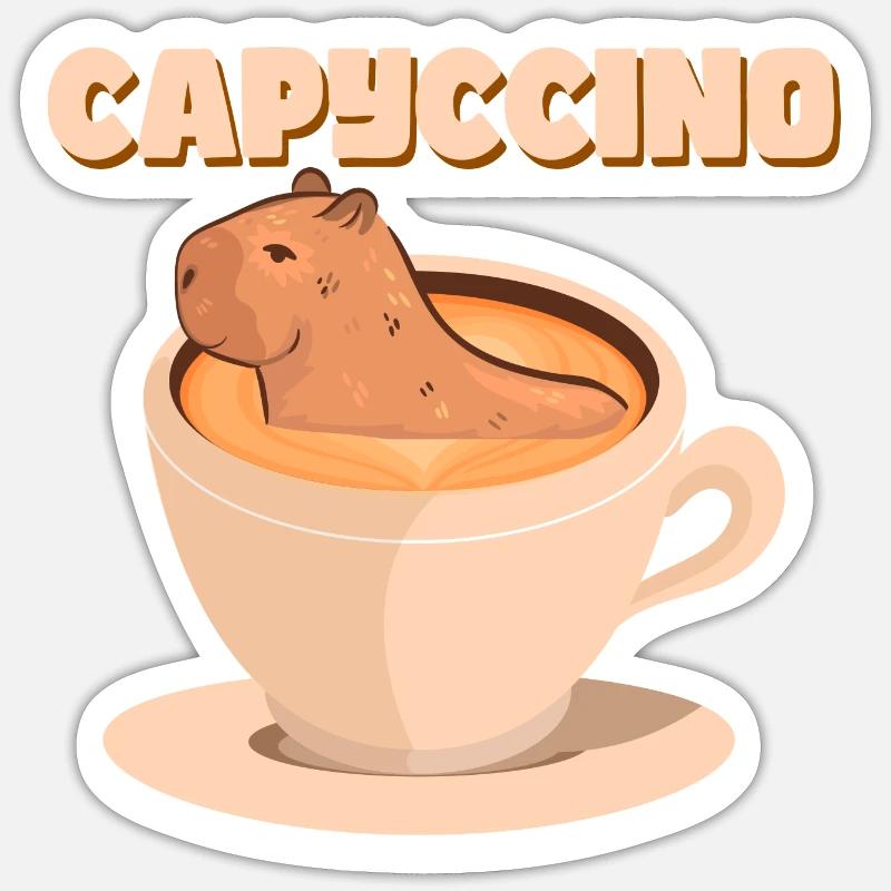 Capyccino Capybara rongeur Mammal - Sticker taille S (10 x 10 cm) - blanc mat