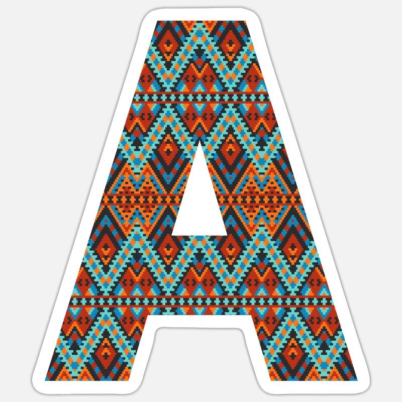 Lettre A- design boho - Sticker taille S (10 x 10 cm) - blanc mat