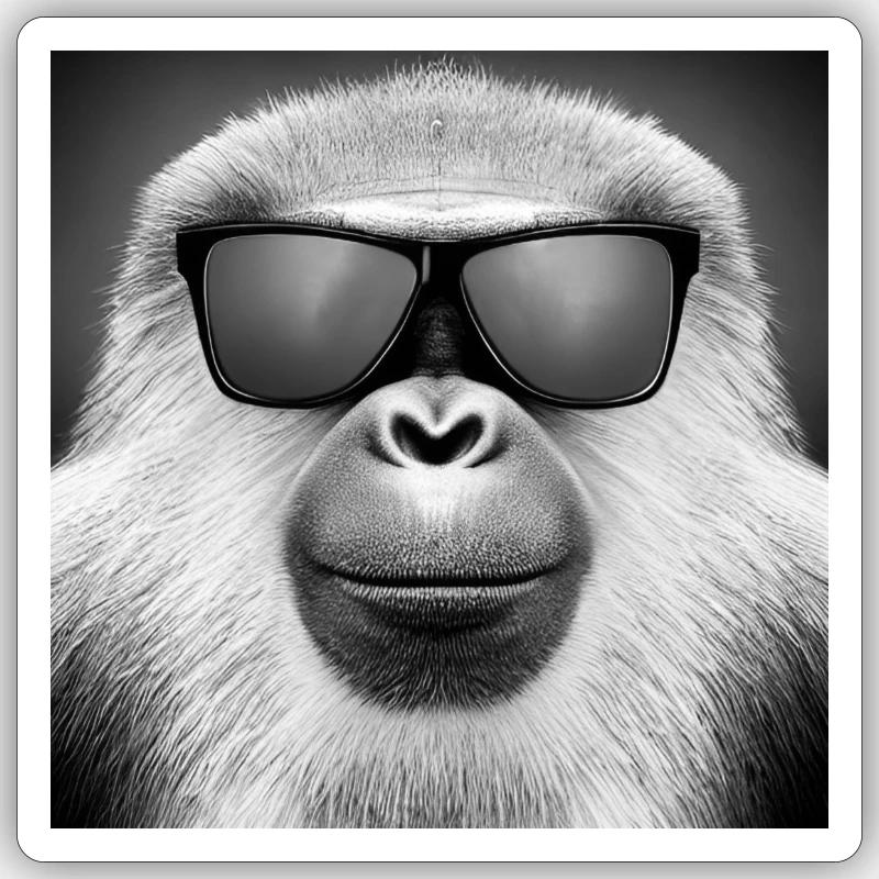 Monkey with sunglasses - Sticker size S (10 x 10 cm) - white matte