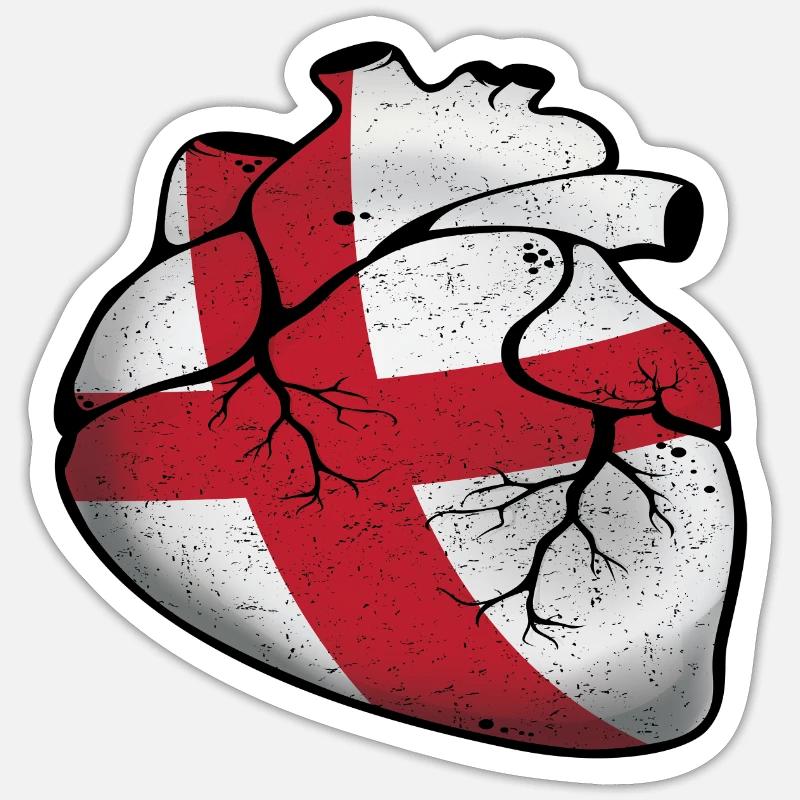 Angleterre Coeur - Sticker taille S (10 x 10 cm) - blanc mat