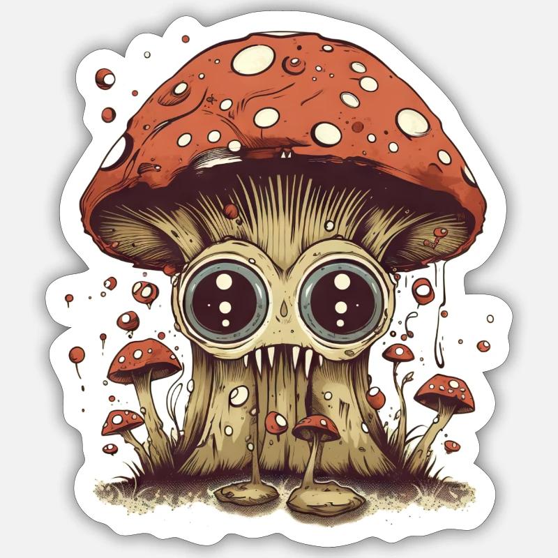 Psychedelic mushroom. Psychedelic Mushroom - Sticker size S (10 x 10 cm) - white matte
