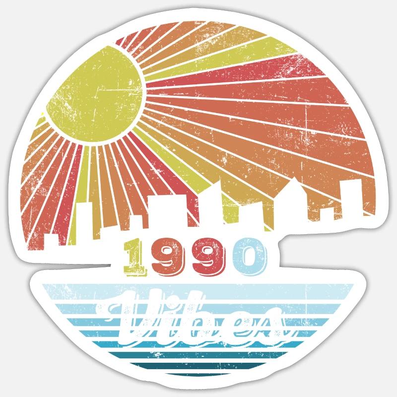 Millésime 1990 - Sticker taille S (10 x 10 cm) - blanc mat
