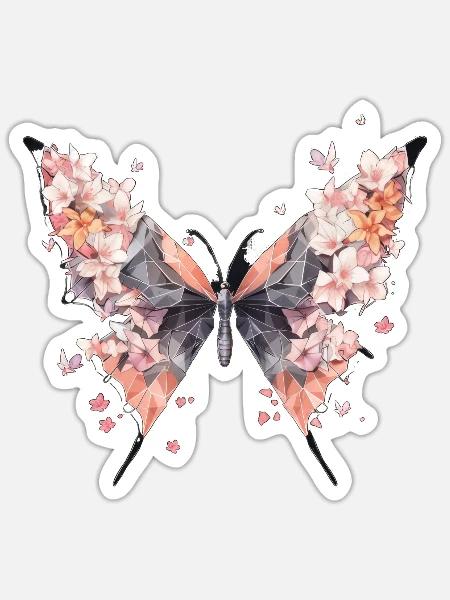 Origami Schmetterling Japanische Kunst - Sticker Größe S (10 x 10 cm) - Mattweiß