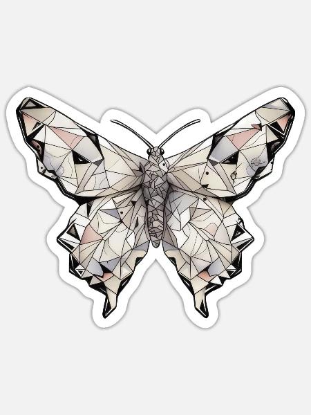 Origami Schmetterling Japanische Kunst - Sticker Größe S (10 x 10 cm) - Mattweiß