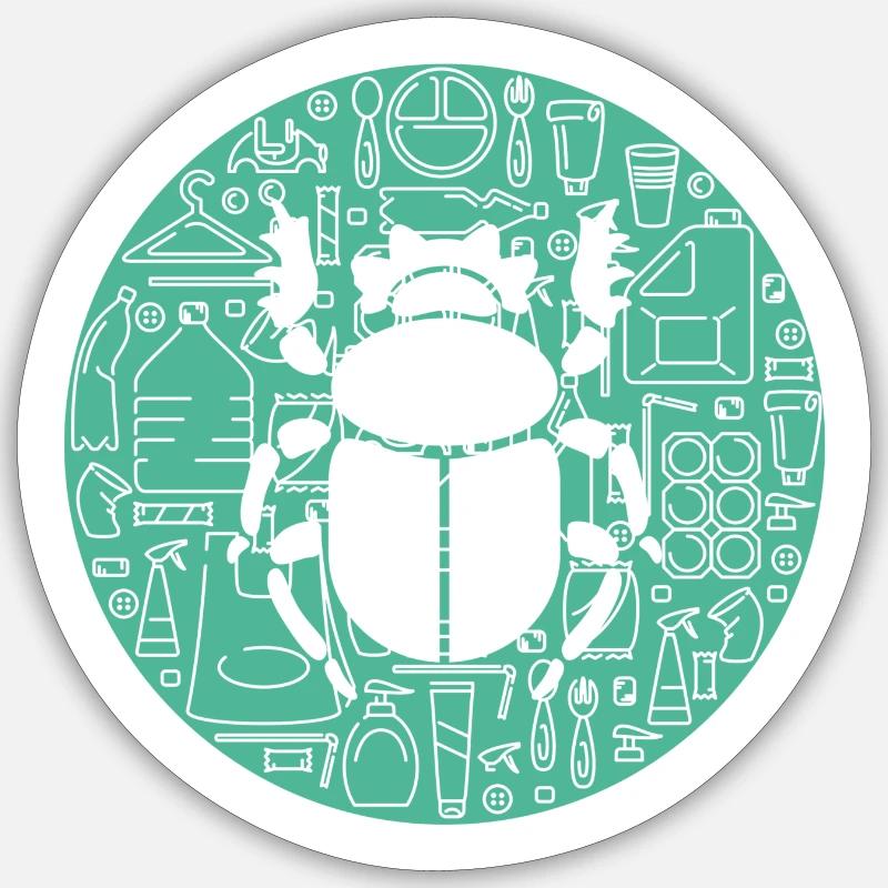The Plastic Beetle - Sticker taille S (10 x 10 cm) - blanc mat