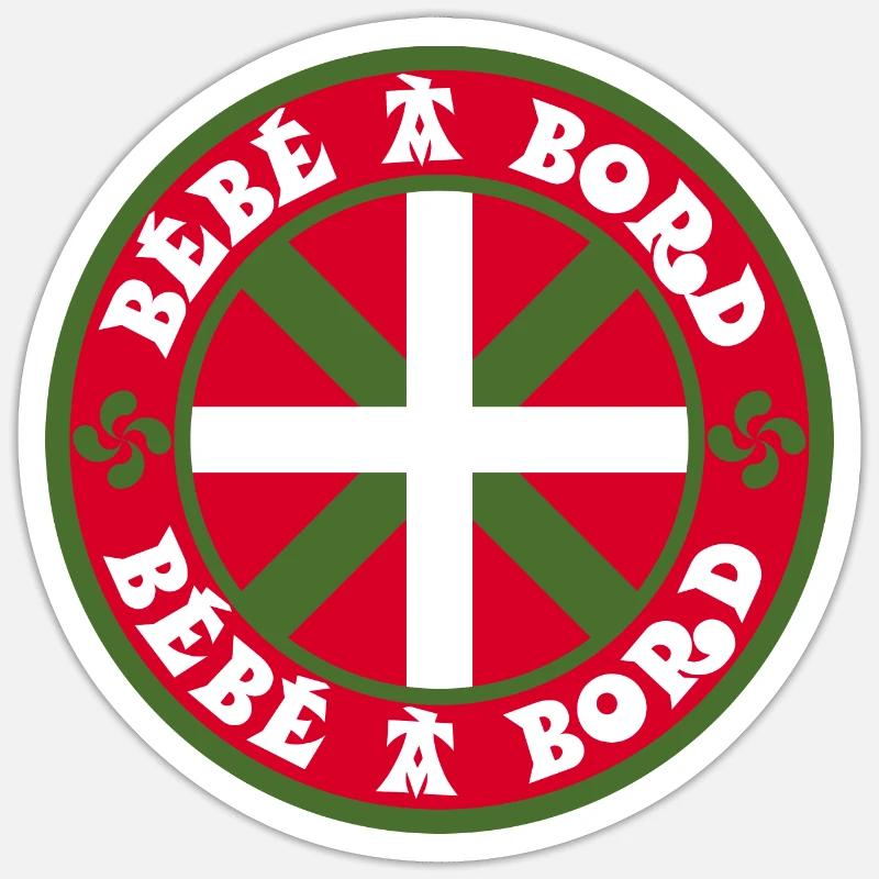 Bébé à bord. Drapeau basque. Bébé basque à bord. Sticker taille S (10 x 10 cm)