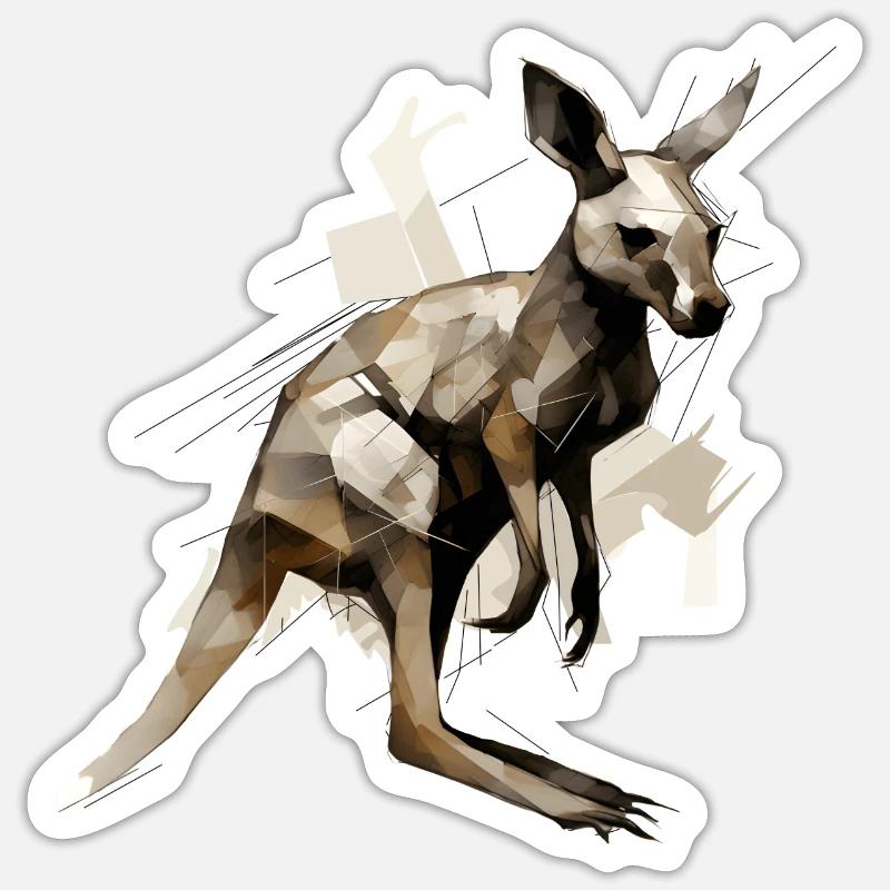 Kangaroo polygonal - Sticker size S (10 x 10 cm) - white matte