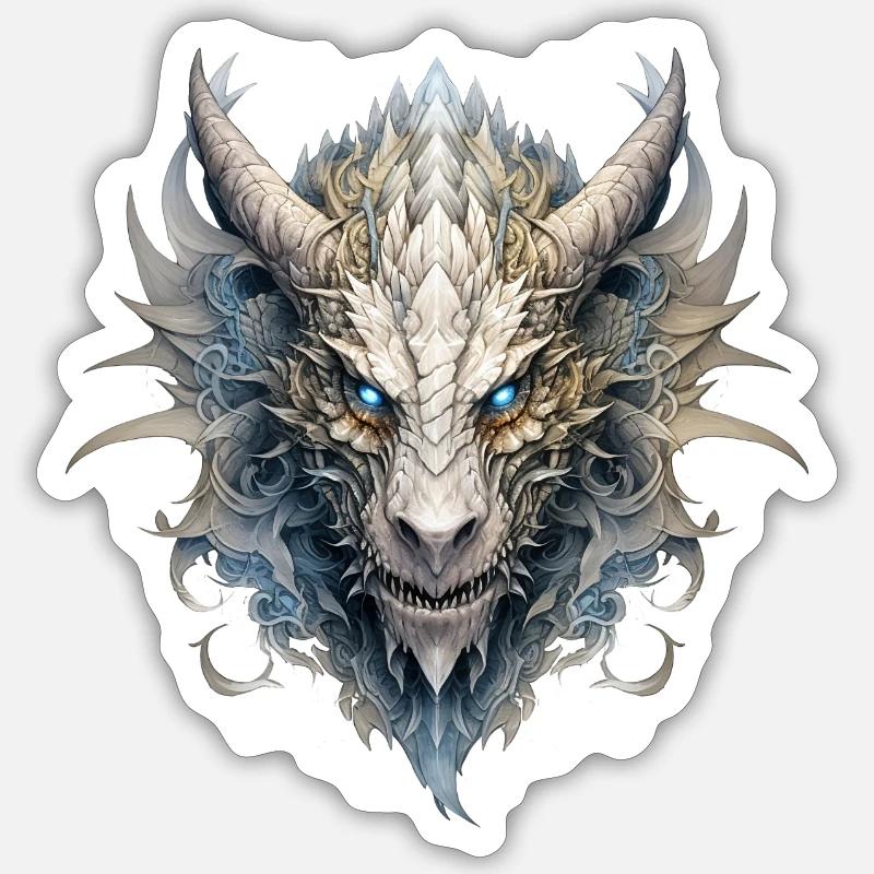 Goth Dragon - Sticker taille S (10 x 10 cm) - blanc mat