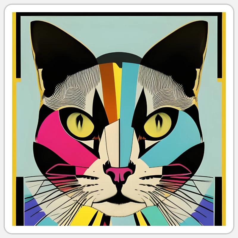 Chat Fred - Sticker taille S (10 x 10 cm) - blanc mat